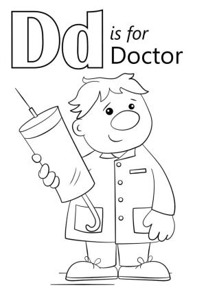 Doktor boyama sayfası,  coloring page, D harfi Doktor Içindir, 