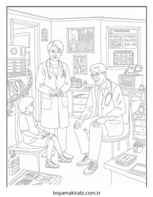 Doktor boyama sayfası – yaratıcılık, eğlenceli etkinlik