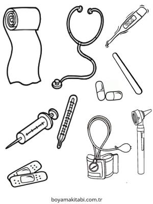 Doktor boyama sayfası – PDF indir, sevimli karakter