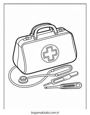 Doktor boyama sayfası – renkli çizimler, okul öncesi