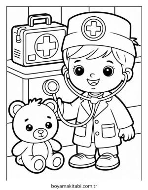 Doktor boyama sayfası – keyifli zaman, renkli çizimler