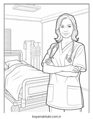 Doktor boyama sayfası – eğlenceli etkinlik, el becerilerini geliştirir