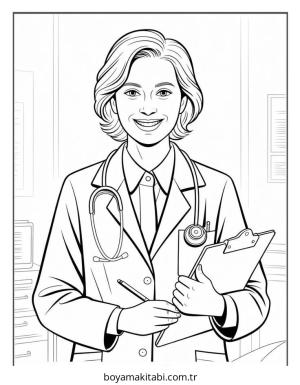 Doktor boyama sayfası – ücretsiz yazdır, boyama etkinliği
