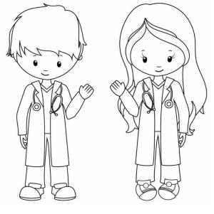 Doktor boyama sayfası,  coloring page, Doktor ve Hemşire, 