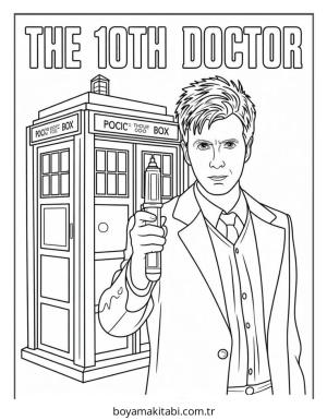 Doktor boyama sayfası – sevimli karakter, sanatsal çalışma