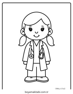 Doktor boyama sayfası – eğlenceli etkinlik, el becerilerini geliştirir
