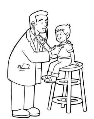 Doktor boyama sayfası,  coloring page, Erkek doktor Erkek Bebeği Muayene Ediyor, 