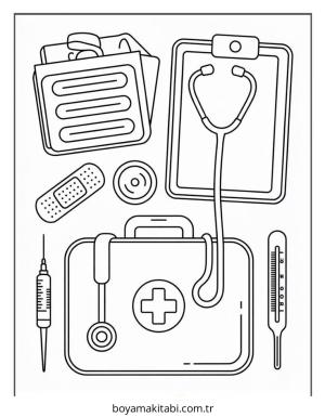 Doktor boyama sayfası – kolay boyama, eğitici aktivite