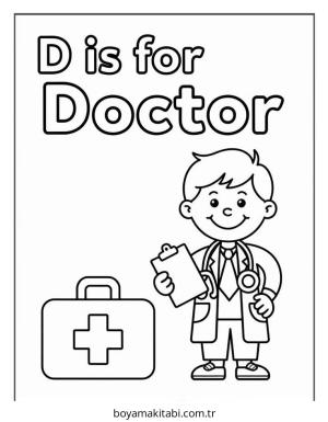 Doktor boyama sayfası – kolay boyama, eğitici aktivite
