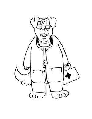 Doktor boyama sayfası,  coloring page, Doktor Köpek, 