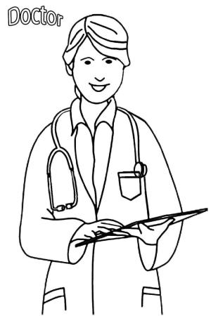 Doktor boyama sayfası,  coloring page, Eğlenceli Kız Doktor, 