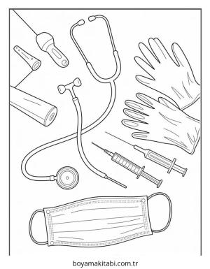 Doktor boyama sayfası – çocuklar için, çizgi film temalı