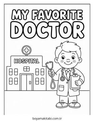 Doktor boyama sayfası – el becerilerini geliştirir, boyama çalışması