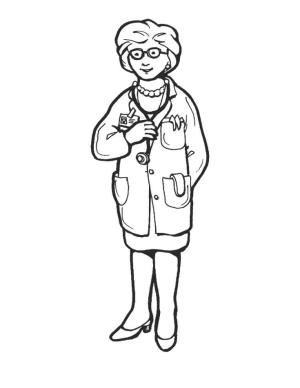 Doktor boyama sayfası,  coloring page, Gülümseyen Kadın Doktor, 