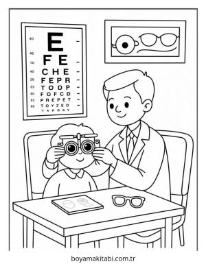 Doktor boyama sayfası – çocuk aktivitesi, PDF indir