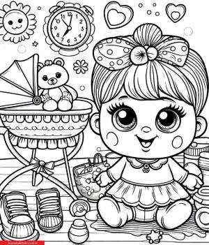 Dolls boyama sayfası, Dolls coloring page, , 