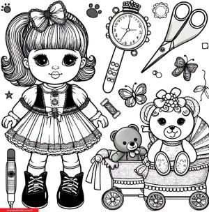 Dolls boyama sayfası, Dolls coloring page, , 