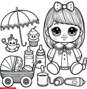 Dolls boyama sayfası, Dolls coloring page, , 