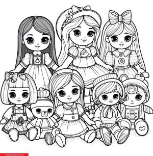 Dolls boyama sayfası, Dolls coloring page, , 