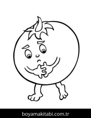 Domates boyama sayfası – çocuklar için, çizgi film temalı