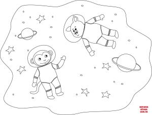 Domuz boyama sayfası, Pig coloring page, , pig monkey and pig in space 