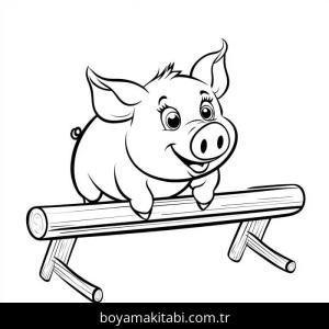 Domuz boyama sayfası – renkli çizimler, okul öncesi