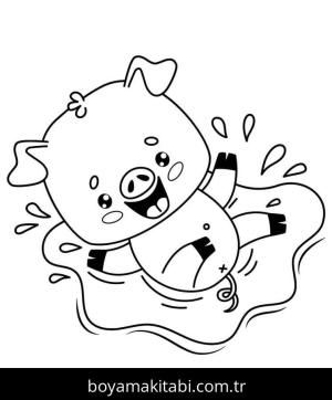 Domuz boyama sayfası – çizgi film temalı, basit çizim