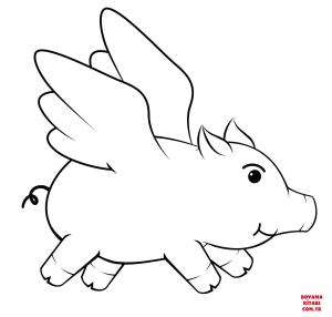 Domuz boyama sayfası, Pig coloring page, , pig free to fly 