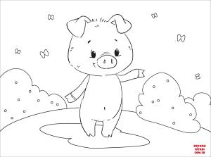 Domuz boyama sayfası, Pig coloring page, , pig cute pig 