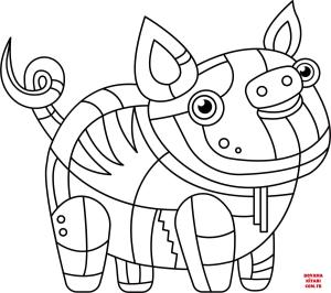 Domuz boyama sayfası, Pig coloring page, , pig abstract pig 