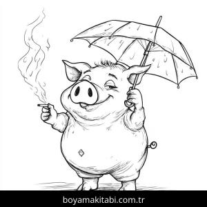 Domuz boyama sayfası – PDF indir, sevimli karakter