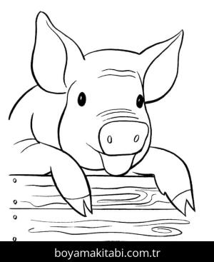 Domuz boyama sayfası – basit çizim, kolay boyama