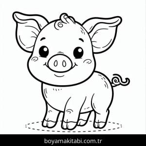 Domuz boyama sayfası – çocuklar için, çizgi film temalı