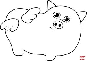 Domuz boyama sayfası, Pig coloring page, , pig flying pig 