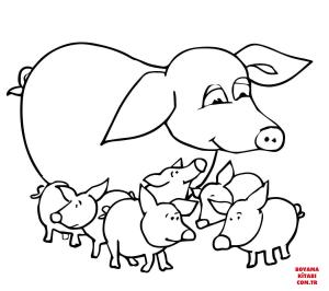 Domuz boyama sayfası, Pig coloring page, , pig baby pigs and mother 