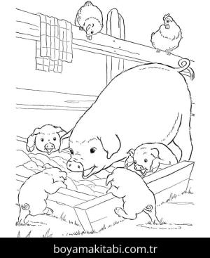 Domuz boyama sayfası – sevimli karakter, sanatsal çalışma