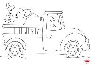 Domuz boyama sayfası, Pig coloring page, , pig farmer#039;s pickup truck with pig 