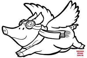 Domuz boyama sayfası, Pig coloring page, , pig flying pig 