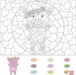 Domuz boyama sayfası, Pig coloring page, , pig cartoon pig color by number 