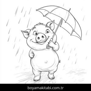 Domuz boyama sayfası – çocuk aktivitesi, PDF indir