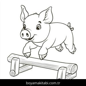 Domuz boyama sayfası – çizgi film temalı, basit çizim