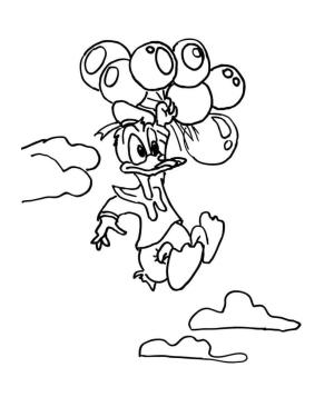 Donald Duck boyama sayfası,  coloring page, Donald Duck Gökyüzünde, 