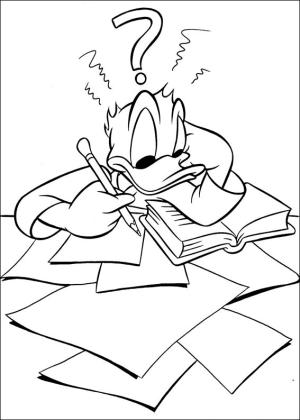 Donald Duck boyama sayfası,  coloring page, Donald Çalışıyor, 