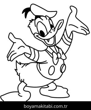 Donald Duck boyama sayfası – keyifli zaman, renkli çizimler