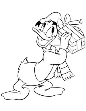 Donald Duck boyama sayfası,  coloring page, Donald Duck ve Bir Hediye, 