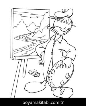 Donald Duck boyama sayfası – sevimli karakter, sanatsal çalışma