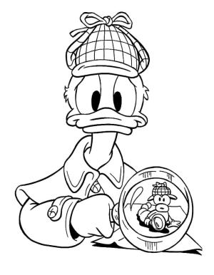 Donald Duck boyama sayfası,  coloring page, Dedektif Donald Duck, 