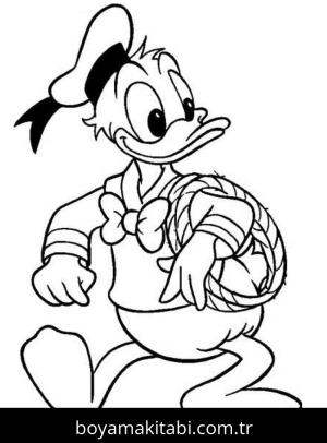 Donald Duck boyama sayfası – eğitici aktivite, yaratıcılık