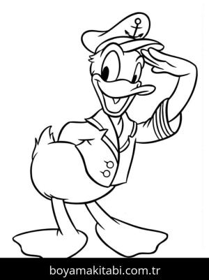 Donald Duck boyama sayfası – kolay boyama, eğitici aktivite