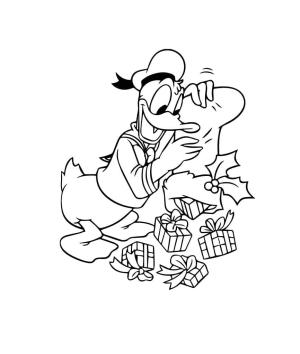 Donald Duck boyama sayfası,  coloring page, Donald Duck ve Noel Hediyeleri, 